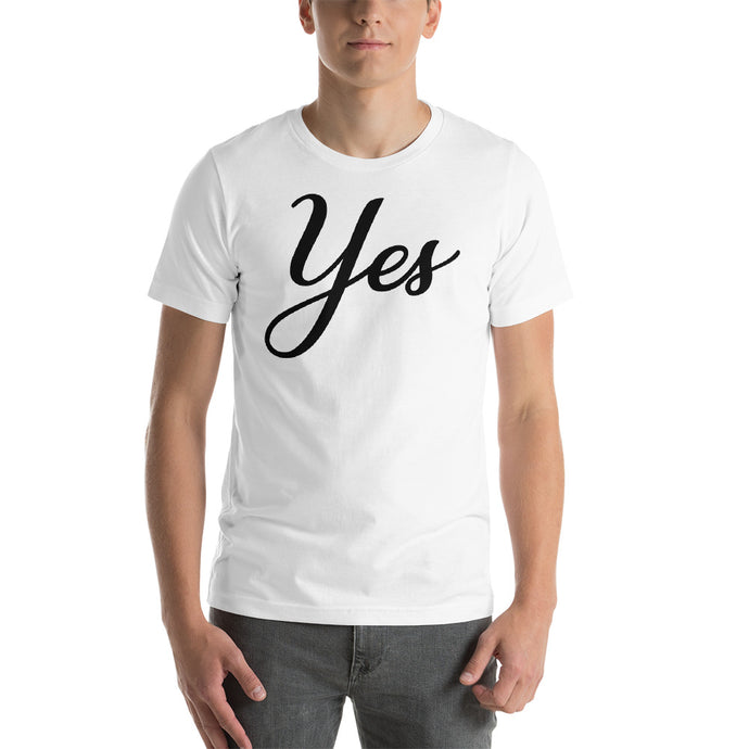 Yes&Yay Yes Front Yay Back Short-Sleeve Unisex White T-Shirt